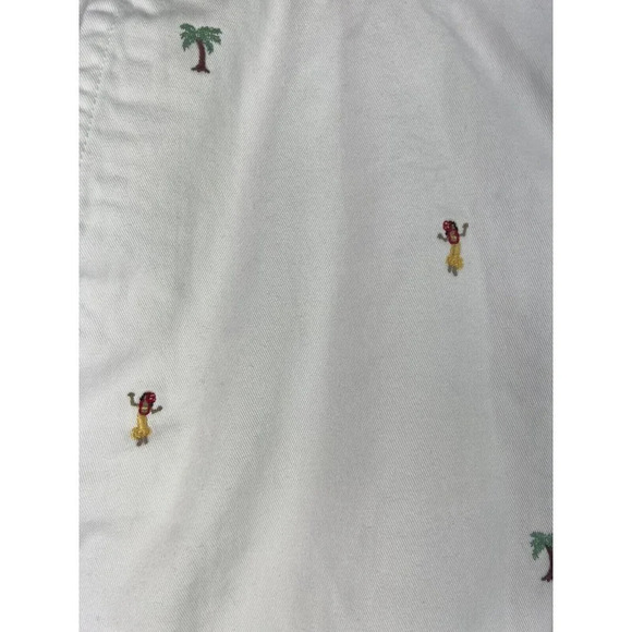 J.Crew Gramercy White Chino Denim Shorts Hula Girl Palm Tree Print Mens 32 - Picture 4 of 6